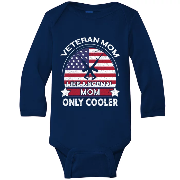 Cooler Veteran Mom Proud American Veteran Mom Gift Baby Long Sleeve Bodysuit