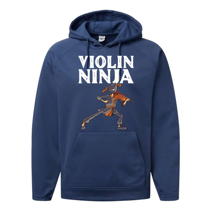 Cool Violin Ninja For Men Women Musician Viola Cello Players Performance Fleece Hoodie