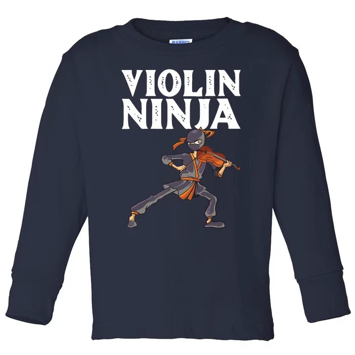 Cool Violin Ninja For Men Women Musician Viola Cello Players Toddler Long Sleeve Shirt