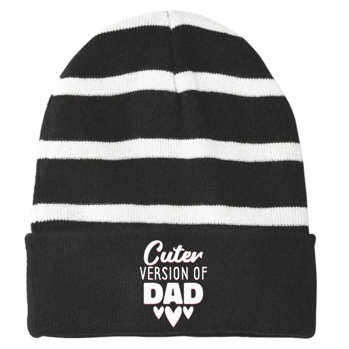 Cuter Version Of Dad Girl Striped Beanie with Solid Band