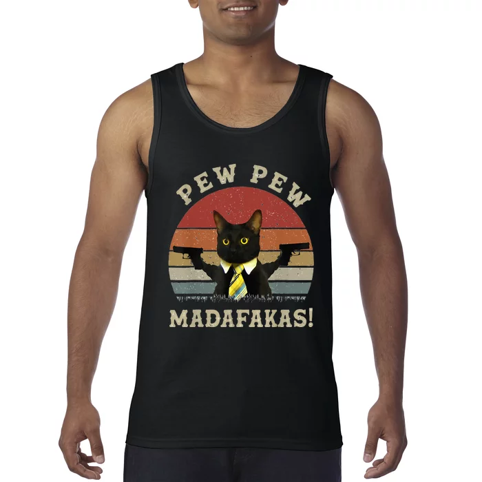 Cat Vintage PewPewPew Madafakas Cat Crazy Pew Vintage Tank Top