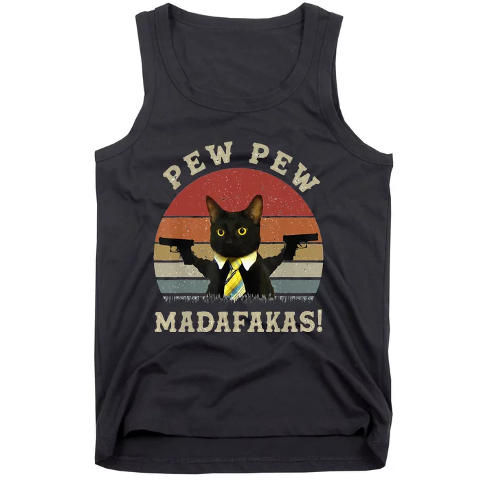 Cat Vintage PewPewPew Madafakas Cat Crazy Pew Vintage Tank Top