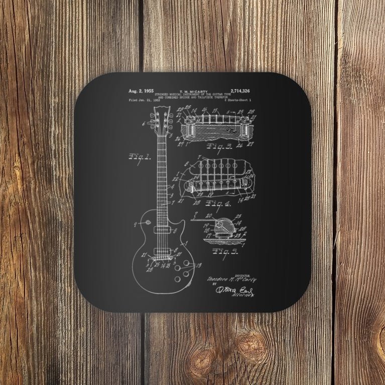 Classic Vintage Patent Print 1955 Rock Guitar Cool Gift Coaster