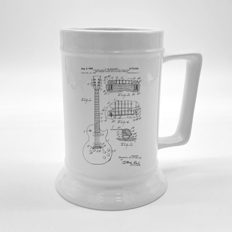 Classic Vintage Patent Print 1955 Rock Guitar Cool Gift Beer Stein