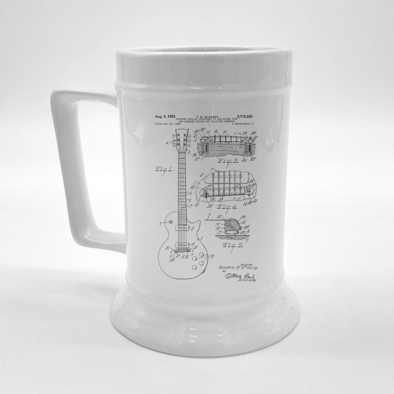Classic Vintage Patent Print 1955 Rock Guitar Cool Gift Beer Stein