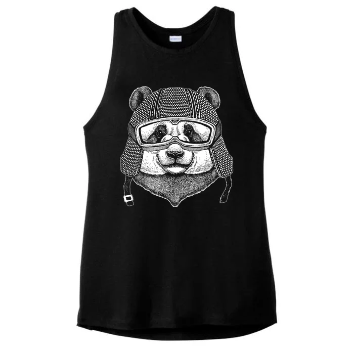 Cool Vintage Panda Aviator Pilot Ladies Tri-Blend Wicking Tank