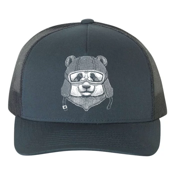 Cool Vintage Panda Aviator Pilot Yupoong Adult 5-Panel Trucker Hat