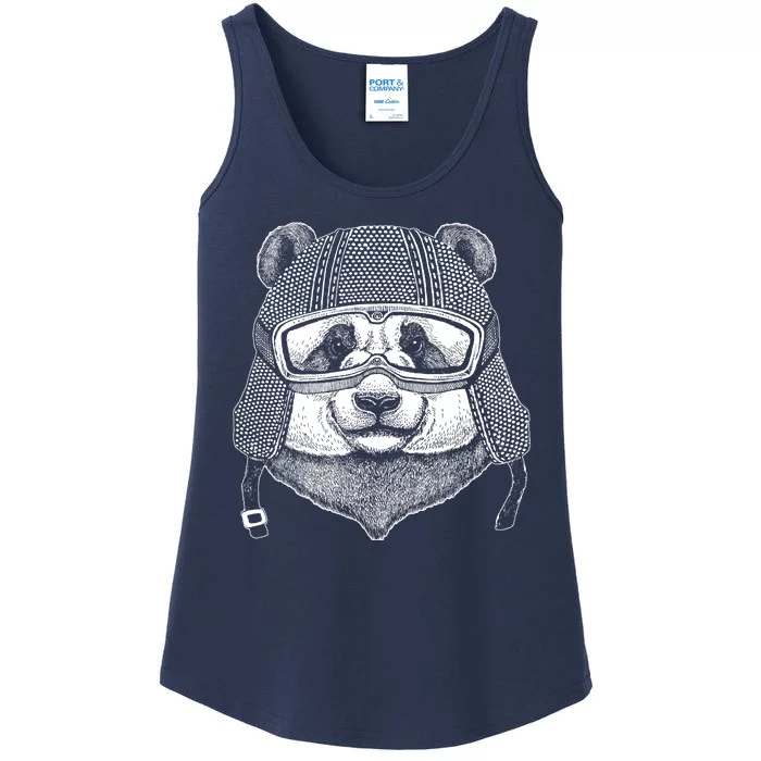 Cool Vintage Panda Aviator Pilot Ladies Essential Tank