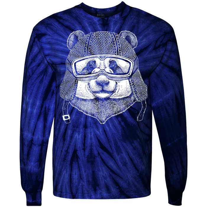 Cool Vintage Panda Aviator Pilot Tie-Dye Long Sleeve Shirt