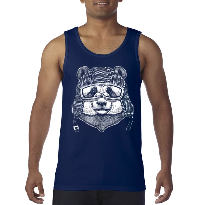 Cool Vintage Panda Aviator Pilot Tank Top