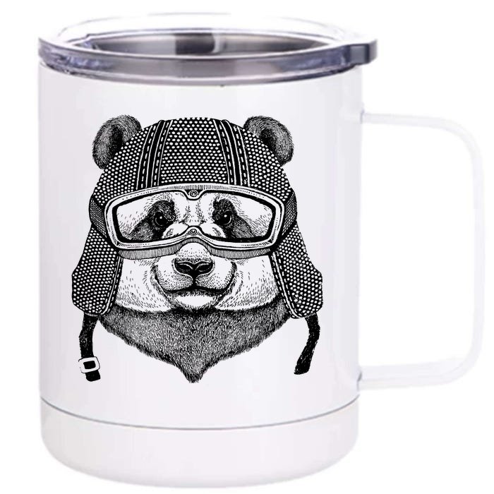 Cool Vintage Panda Aviator Pilot Front & Back 12oz Stainless Steel Tumbler Cup