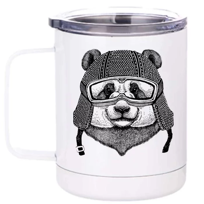 Cool Vintage Panda Aviator Pilot Front & Back 12oz Stainless Steel Tumbler Cup