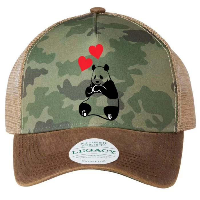 Cute Valentines Panda Bear Cub Gift Hearts Of Love Gift Legacy Tie Dye Trucker Hat