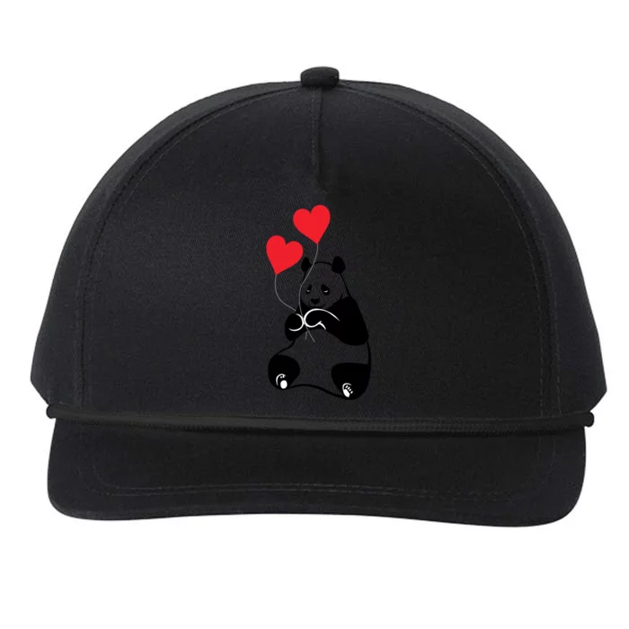 Cute Valentines Panda Bear Cub Gift Hearts Of Love Gift Snapback Five-Panel Rope Hat