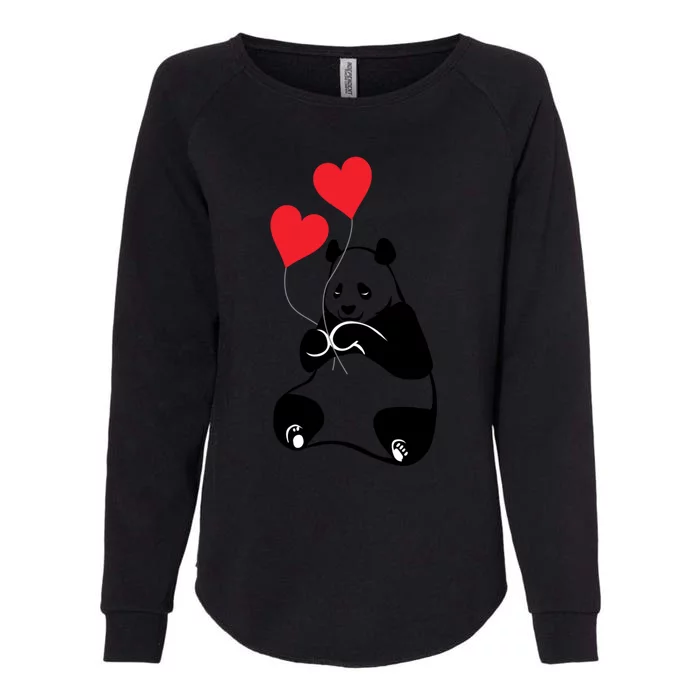 Cute Valentines Panda Bear Cub Gift Hearts Of Love Gift Womens California Wash Sweatshirt