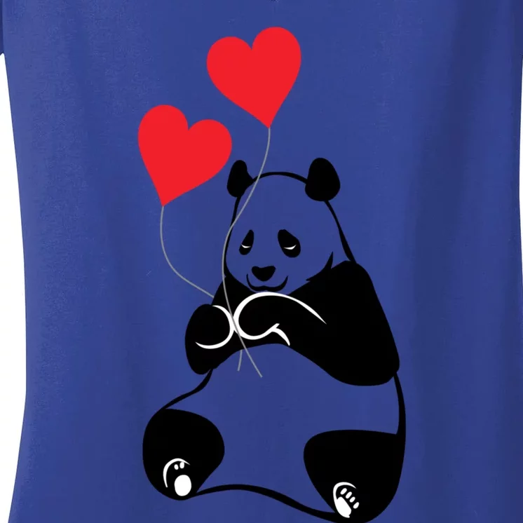 Cute Valentines Panda Bear Cub Gift Hearts Of Love Gift Women's V-Neck T-Shirt