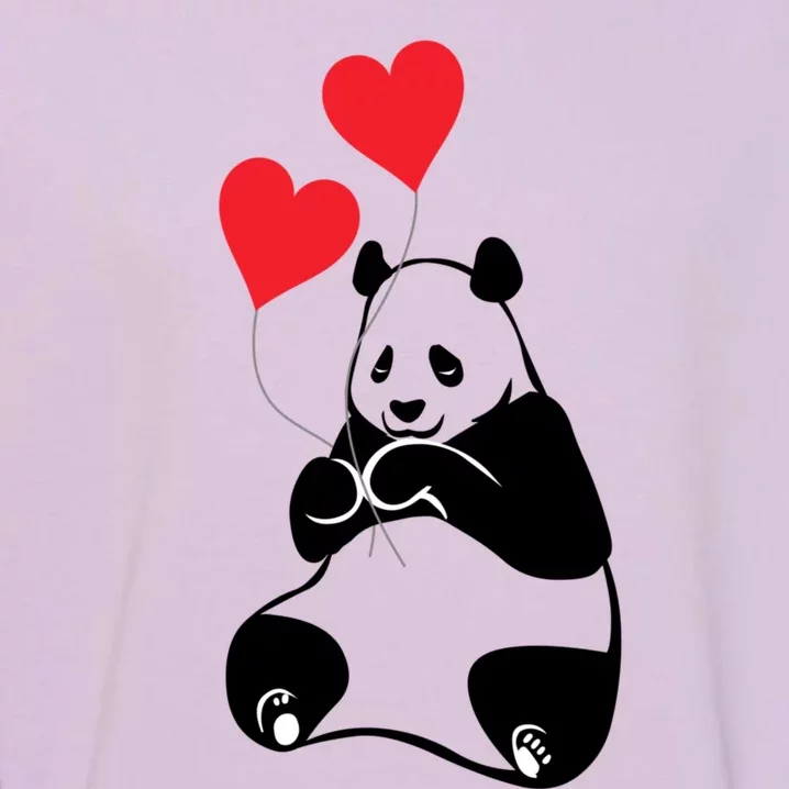 Cute Valentines Panda Bear Cub Gift Hearts Of Love Gift Garment-Dyed Sweatshirt