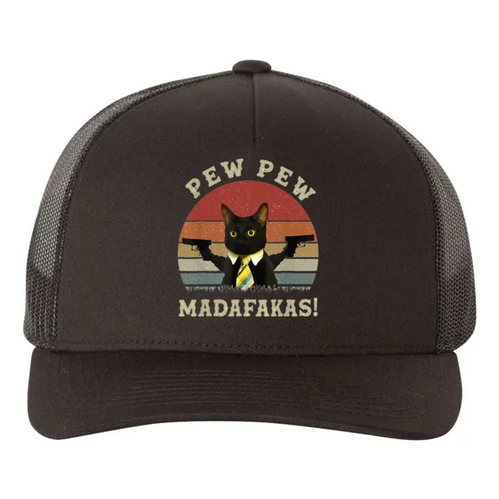 Cat Vintage PewPewPew Madafakas Cat Crazy Pew Vintage Yupoong Adult 5-Panel Trucker Hat