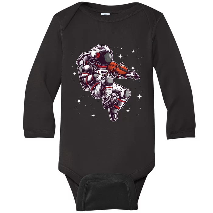 Cool Violin Player Astronaut For Men Women Viola Music Lover Baby Long Sleeve Bodysuit