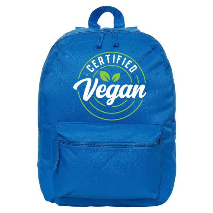 Certified Vegan Powered By Veggies Funny Vegetarian Funny Gift 16 in Basic Backpack