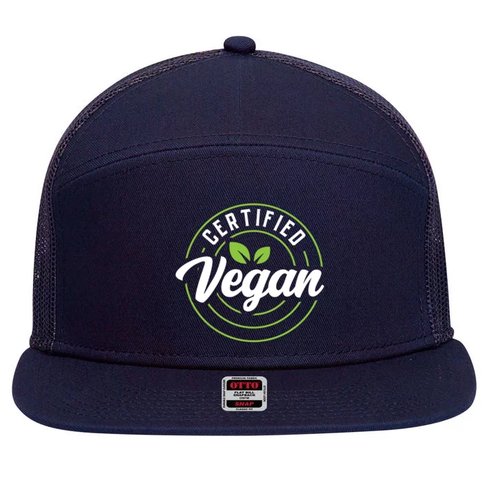 Certified Vegan Powered By Veggies Funny Vegetarian Funny Gift 7 Panel Mesh Trucker Snapback Hat