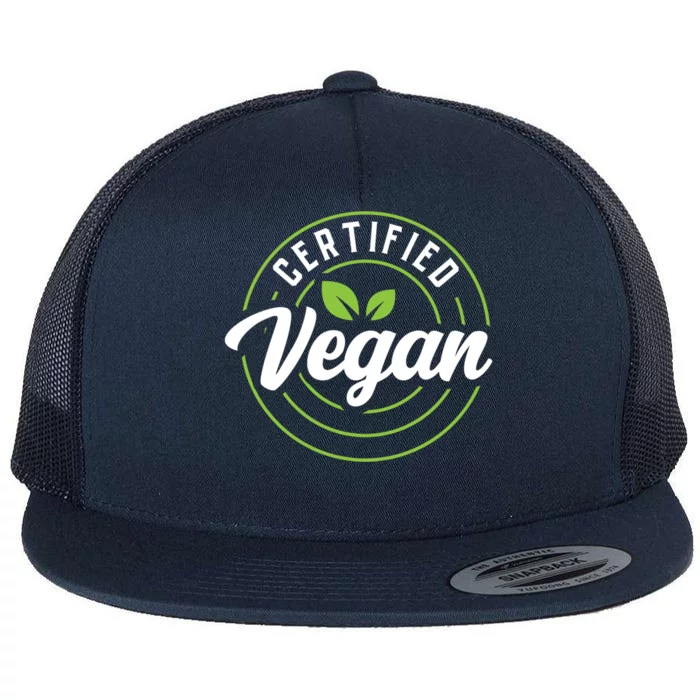 Certified Vegan Powered By Veggies Funny Vegetarian Funny Gift Flat Bill Trucker Hat