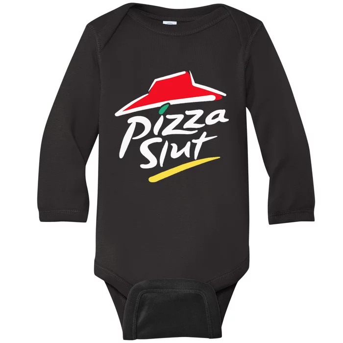 Cool Vintage Pizza Slut Baby Long Sleeve Bodysuit