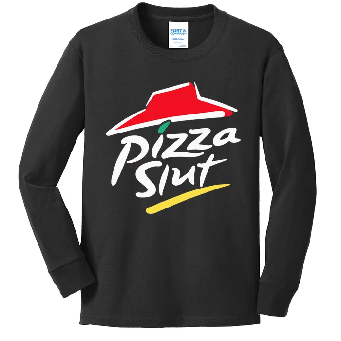 Cool Vintage Pizza Slut Kids Long Sleeve Shirt