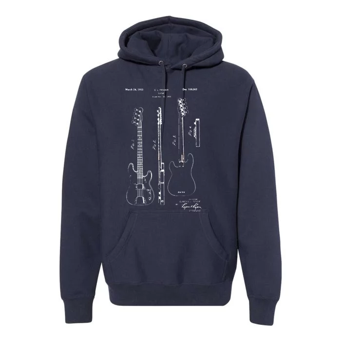 Classic Vintage Patent Print 1953 Bass Guitar Premium Hoodie