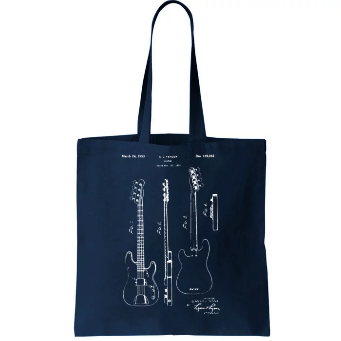 Classic Vintage Patent Print 1953 Bass Guitar Tote Bag