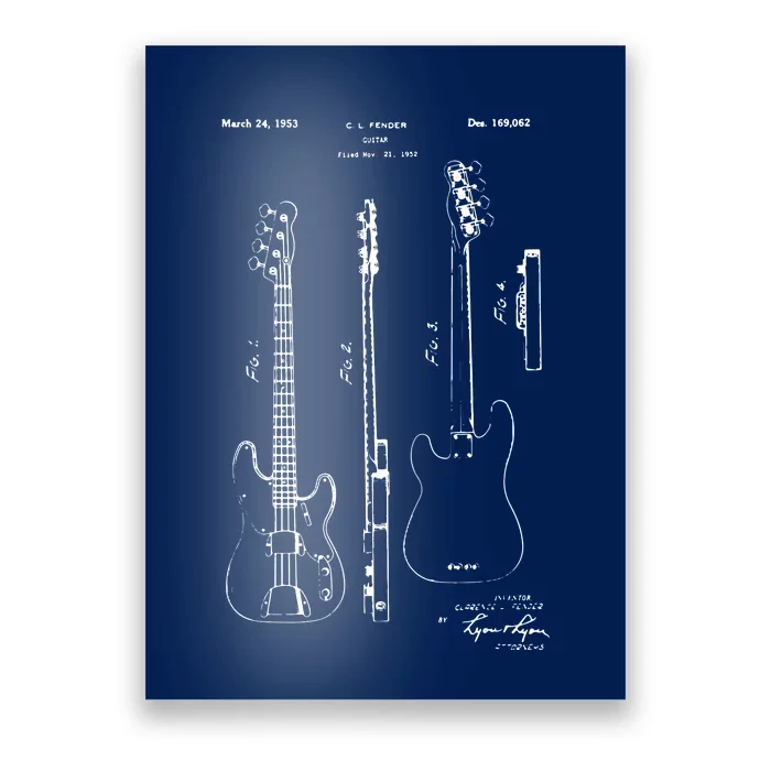 Classic Vintage Patent Print 1953 Bass Guitar Poster