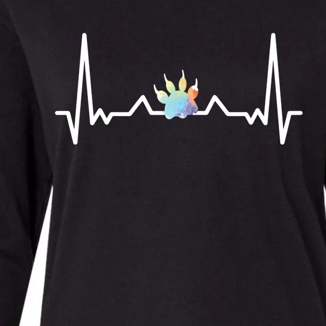 Cute Veterinarian Rainbow Paw Heartbeat Vet Tech Cool Gift Womens Cotton Relaxed Long Sleeve T-Shirt