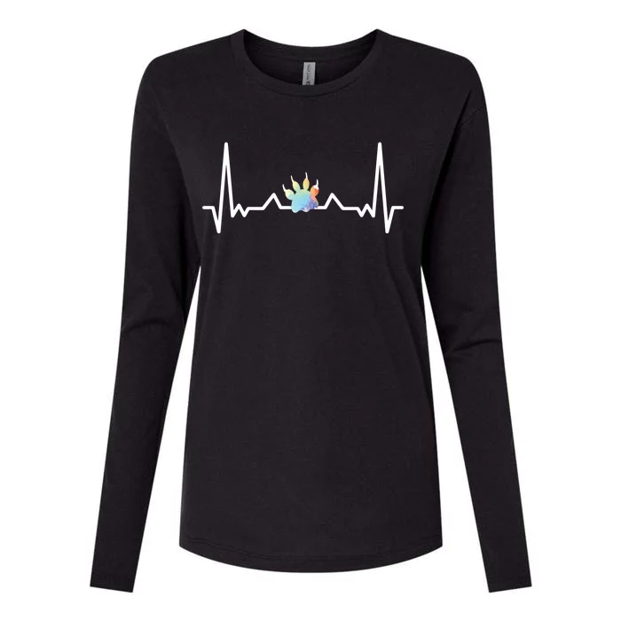 Cute Veterinarian Rainbow Paw Heartbeat Vet Tech Cool Gift Womens Cotton Relaxed Long Sleeve T-Shirt