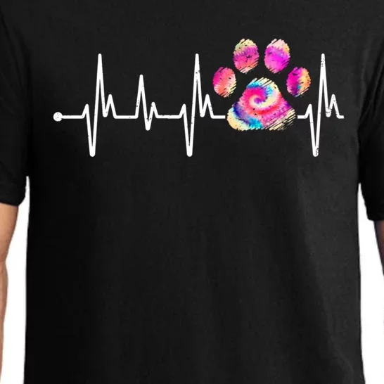 Cute Veterinarian Rainbow Paw Print Heartbeat Vet Tech Cute Gift Pajama Set