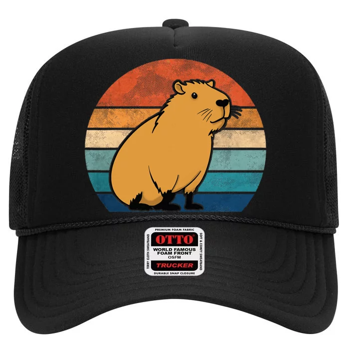 Capybara Vintage Rodent Funny Capybara High Crown Mesh Trucker Hat