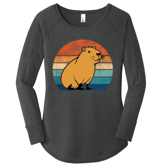 Capybara Vintage Rodent Funny Capybara Women's Perfect Tri Tunic Long Sleeve Shirt