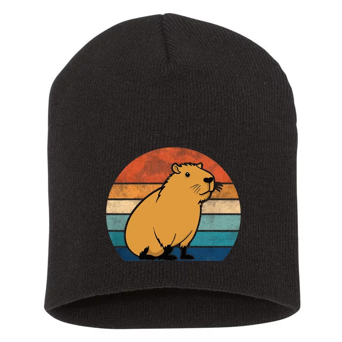 Capybara Vintage Rodent Funny Capybara Short Acrylic Beanie