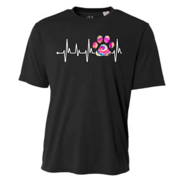 Cute Veterinarian Rainbow Paw Print Heartbeat Vet Tech Gift Cooling Performance Crew T-Shirt