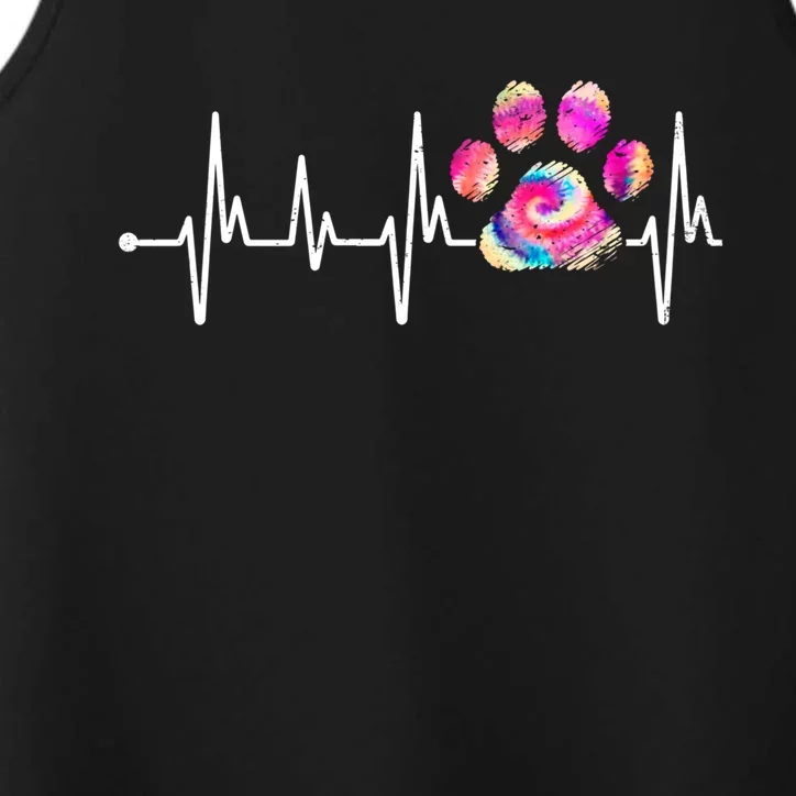 Cute Veterinarian Rainbow Paw Print Heartbeat Vet Tech Gift Performance Tank