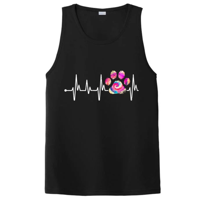 Cute Veterinarian Rainbow Paw Print Heartbeat Vet Tech Gift Performance Tank