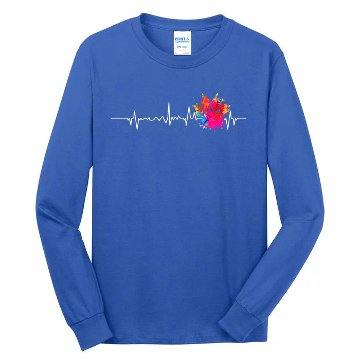 Cute Veterinarian Rainbow Paw Print Heartbeat Vet Tech Meaningful Gift Tall Long Sleeve T-Shirt