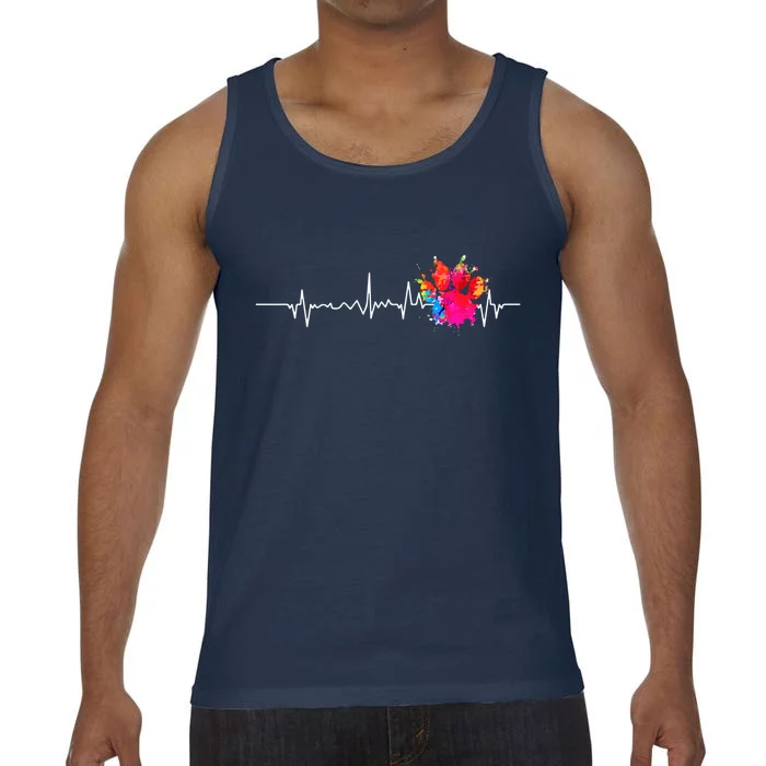 Cute Veterinarian Rainbow Paw Print Heartbeat Vet Tech Meaningful Gift Comfort Colors® Tank Top