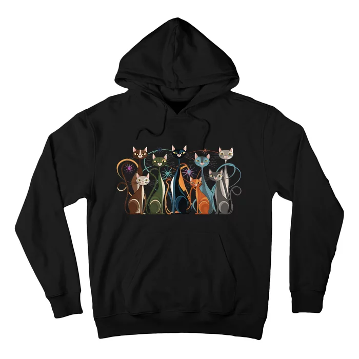 Cat Vintage Retro Midcentury Modern Look Cats Hoodie