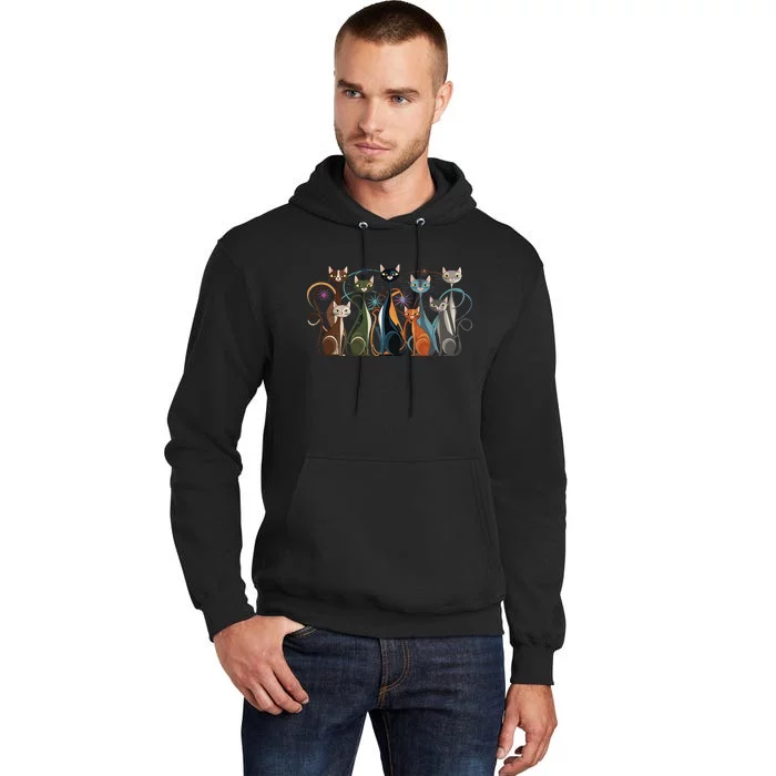 Cat Vintage Retro Midcentury Modern Look Cats Tall Hoodie