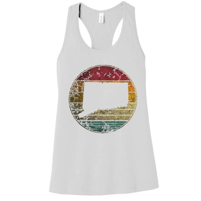 Connecticut Vintage Retro Style Distressed 70s 80s Novelty Women's Racerback Tank