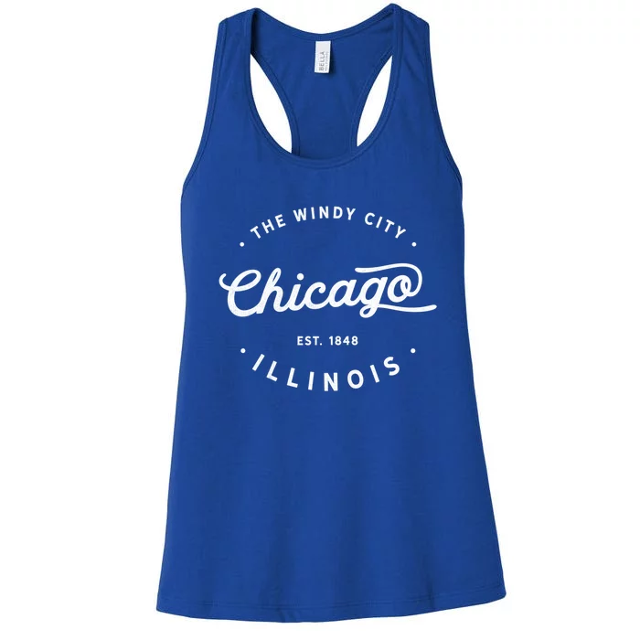 Classic Vintage Retro Chicago Illinois Windy City Souvenir Great Gift Women's Racerback Tank