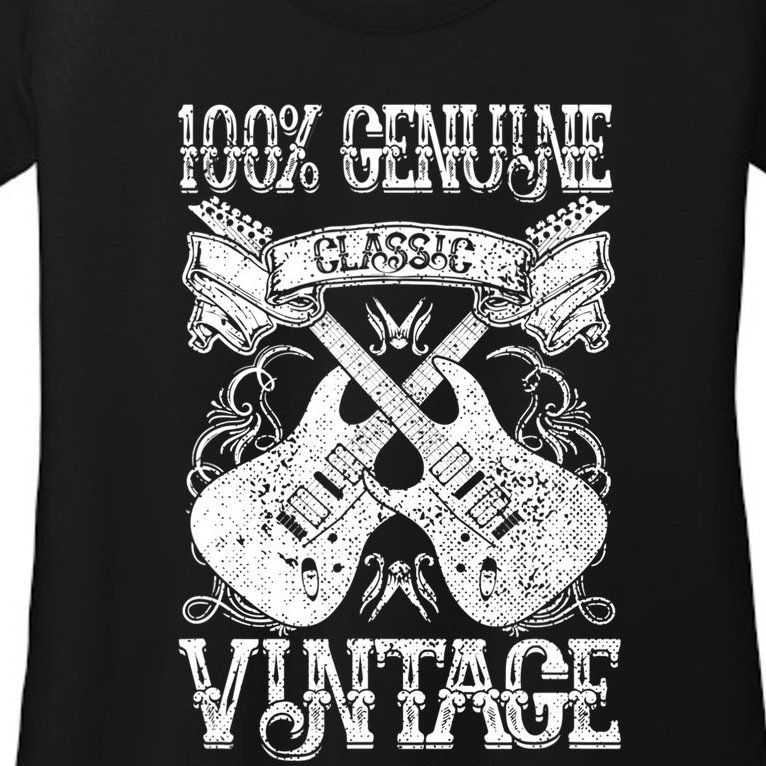 Classic Vintage Rock 'N Roll Funny Music Guitars Gift Women’s Scoop Neck T-Shirt