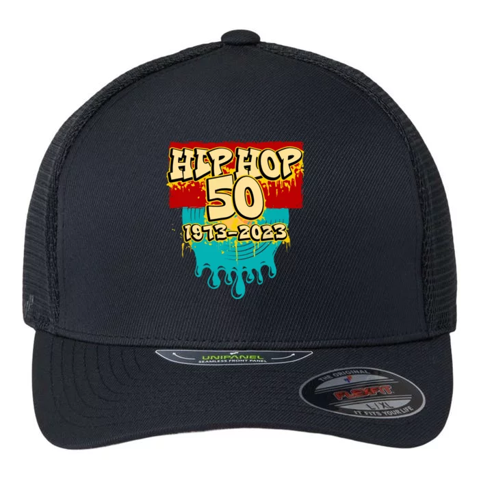 Celebration Vinyl Retro 50 Years Of Hip Hop 50th Anniversary Gift Flexfit Unipanel Trucker Cap