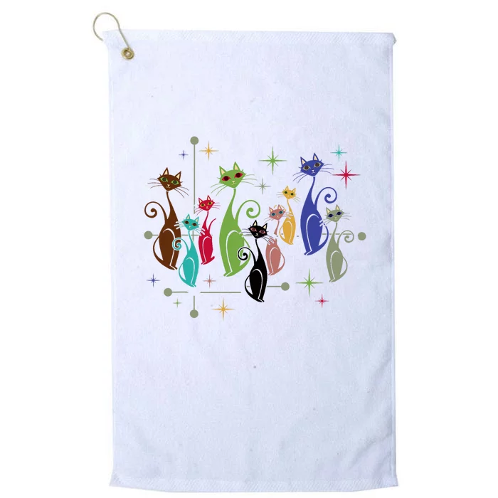 Cat Vintage Retro Midcentury Modern Look Cats 50s 60s Platinum Collection Golf Towel