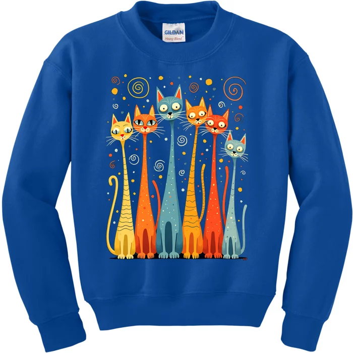 Cute Vintage Retro Midcentury Long Neck Cats 50s 60s Style Gift Kids Sweatshirt